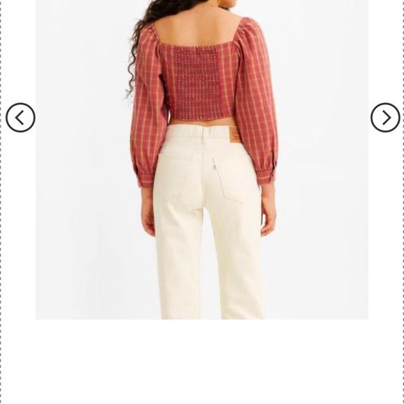 Levi's® Women's Puff Long Sleeve Devin Blouse - Red Plaid - Picture 2 of 3